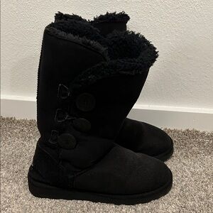 UGG Black Winter Boots with Button Detail